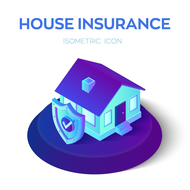 Plik wektorowy izometryczny dom z tarczą bezpieczeństwa z ikoną wyboru. ubezpieczenie domu i domu ubezpieczenie domu usługi biznesowe.