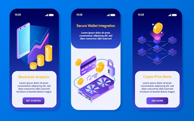 Izometryczny interfejs aplikacji kryptowalutowych