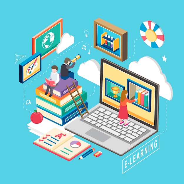 izometryczny koncepcji e-learningu