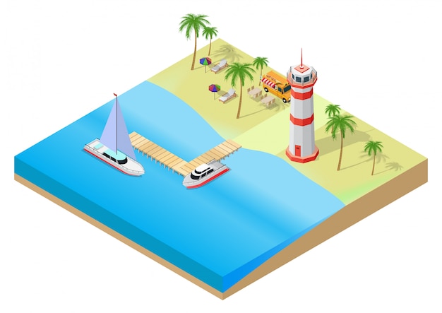 izometryczny letniej tropikalnej plaży