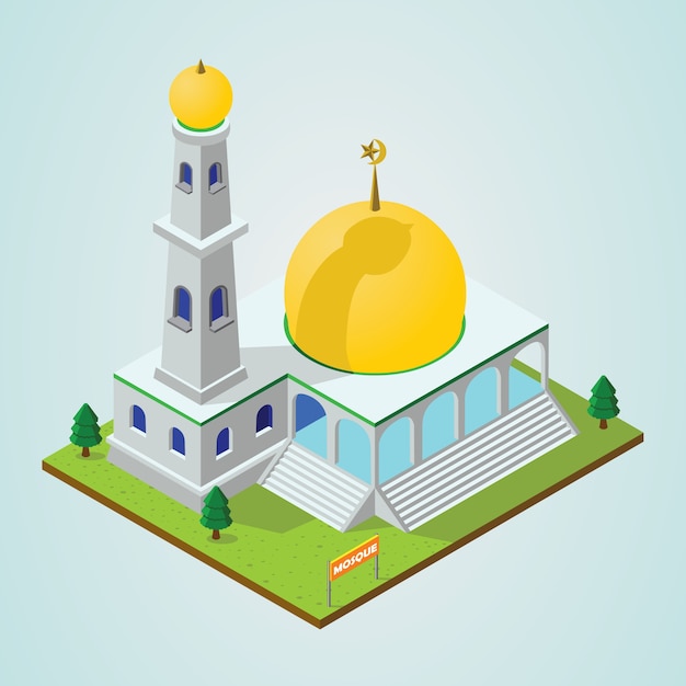 Plik wektorowy izometryczny meczet