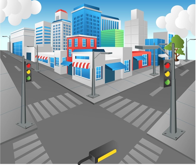 Izometryczny Płaski 3d Ilustracja Koncepcja Widok Pozycji Widok Nowoczesnego Skrzyżowania Miejskiego