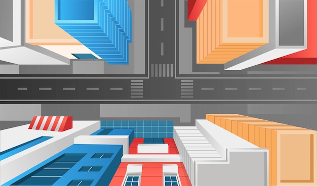 Plik wektorowy izometryczny płaski 3d koncepcja ilustracja krajobraz nowoczesny budynek miasto ulica widok z góry