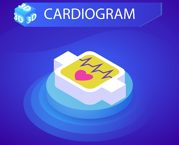 Izometryczny Projekt Kardiogramu Wektor Ilustracja Sieci Web 3d Kolorowy Koncepcja