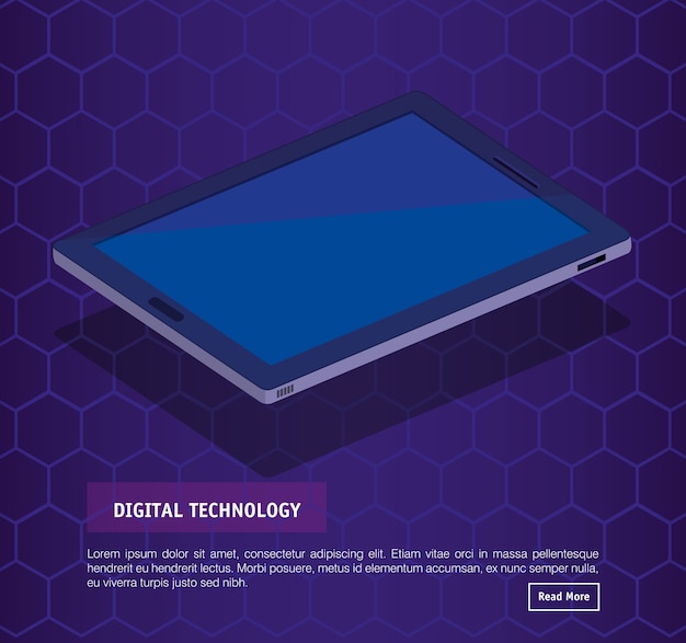 Plik wektorowy izometryczny tablet technologii cyfrowej