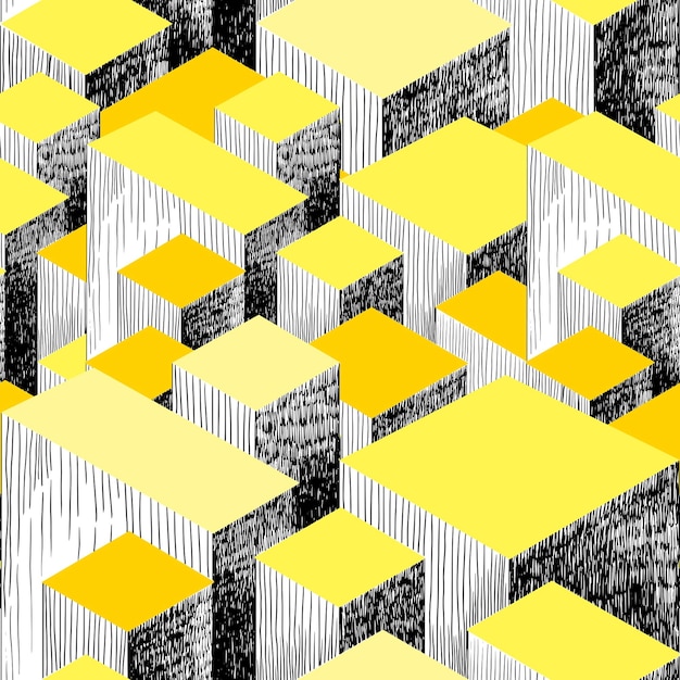 Izometryczny wzór geometryczny z kostkami Graficznie narysowane abstrakcyjne miasto highrise z rombem