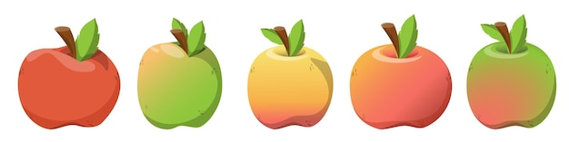 Jabłka O Różnych Kształtach Owoce Letnie Z Rumianą Stroną Owoce O Zielonożółtej I Czerwonej Barwie