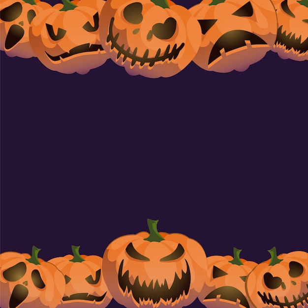 Plik wektorowy jack-0-lantern halloween background frame decoration