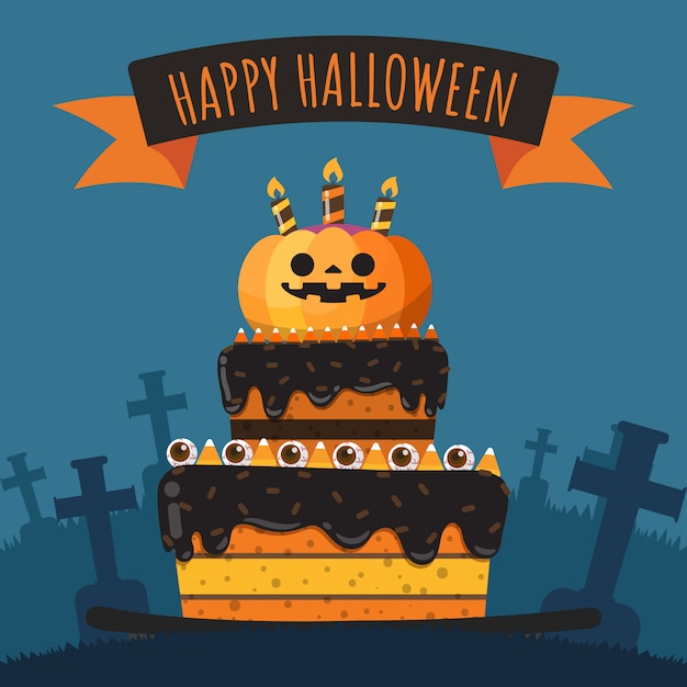 Jack-o-lantern Pumpkin Halloween Cake.