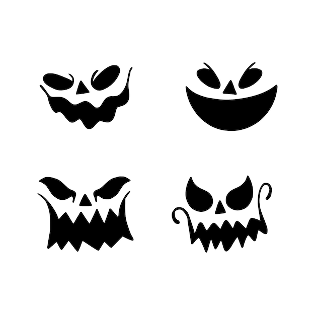 Plik wektorowy jack o lantern straszne i zabawne twarze dyni halloween lub kolekcji wektorów duchów