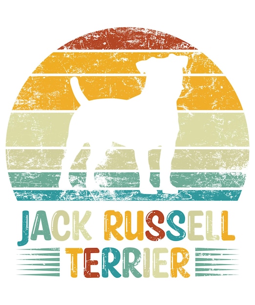 Jack Russell Terrier Retro Vintage Sunset Tshirt Design Szablon Terrier On Board Car Sticker