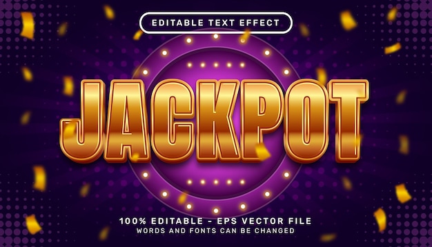 Plik wektorowy jackpot 3d tekst edytowalny efekt tekstowy
