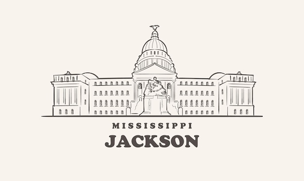 Jackson Skyline, Mississippi Ciągnione Szkicu