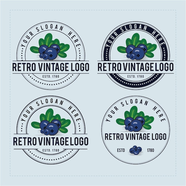 Jagoda Jagodowa Retro Vintage Odznaka Logotypy Zestaw Elementów Projektu Wektorowego I Etykiet