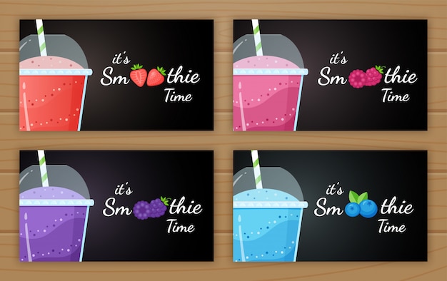 Plik wektorowy jagodowe smoothie logo witaminy pić zestaw ilustracji