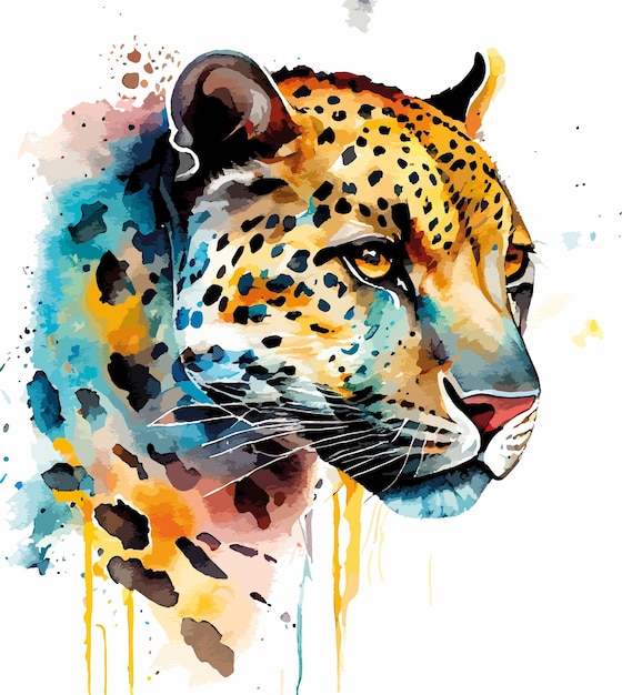 Jaguar I Lampart Akwarela Wektor Ilustrator