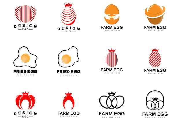 Jajko Logo Projekt Farmy Jaj Kurczak Logo Azjatyckie Jedzenie Wektor