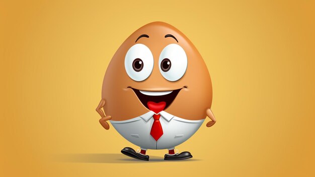 Plik wektorowy jajko z kreskówką z uśmiechniętą twarzą i krawatem