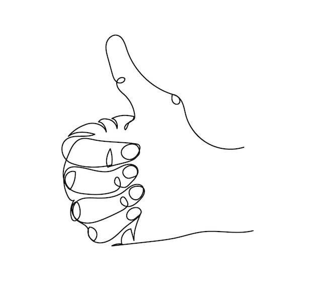Plik wektorowy jak gest jedna linia sztuki ciągłe rysowanie linii gestu dłoni garb w górę prawej ręki