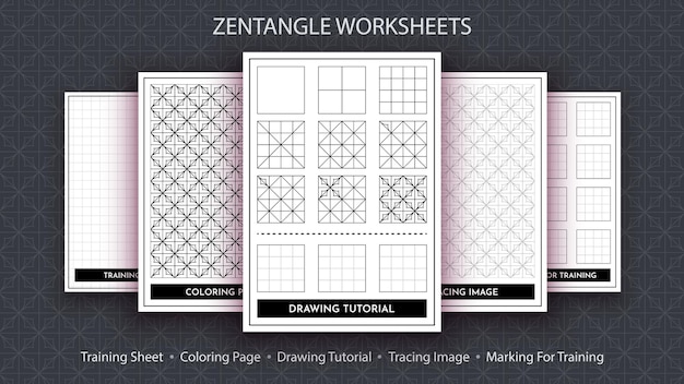 Plik wektorowy jak narysować zentangle krok po kroku rysowanie tutorial