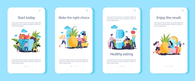 Jak Uzyskać Formę I Wskazówki Dotyczące Zdrowego życia Baner Aplikacji Mobilnej. Zacznij Dzisiaj. świeża żywność I Dieta Jako Codzienna Rutyna. ćwiczenia Sportowe Fitness. Ilustracja