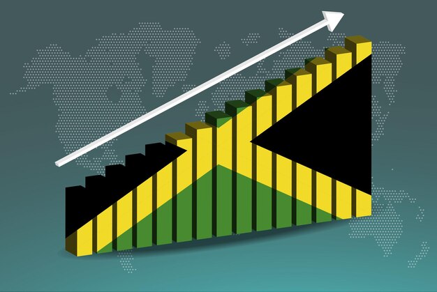 Plik wektorowy jamajka 3d wykres słupkowy wektor strzałka w górę rosnąca na koncepcji statystyki kraju danych