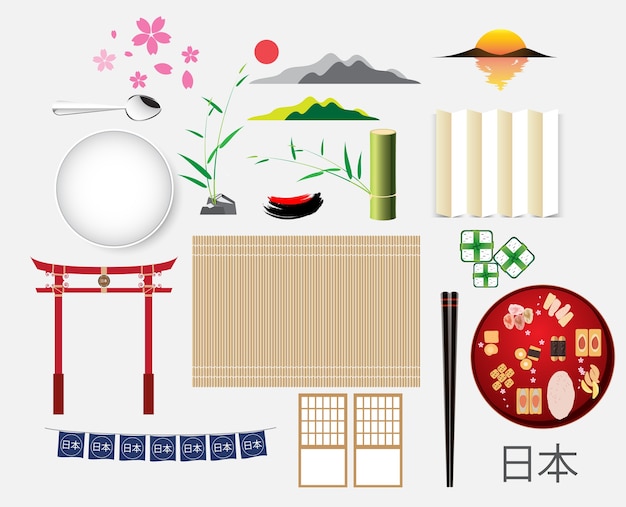 Japonia Elementy Obiektu I Kolekcja Symbol