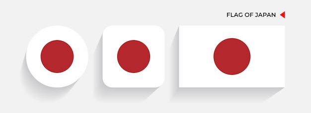 Japonia Flagi Ułożone W Okrągłe Kwadratowe I Prostokątne Kształty