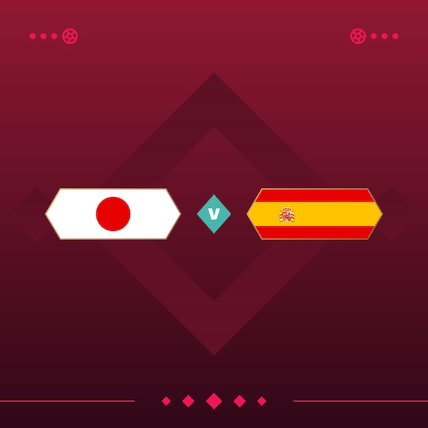 Japonia Hiszpania światowa Piłka Nożna 2022 Mecz Kontra Na Czerwonym Tle Ilustracji Wektorowych