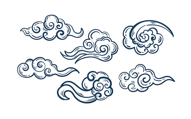 Japońska Azjatycka Chmura Kumo Ilustracje Logo Tła