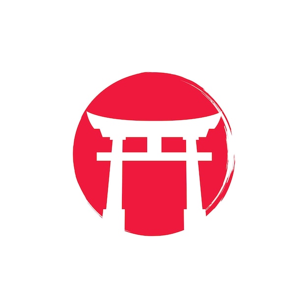 Japońska Brama Torii Ilustracja Prosta Brama Torii Znak Wektor Projektowania Logo