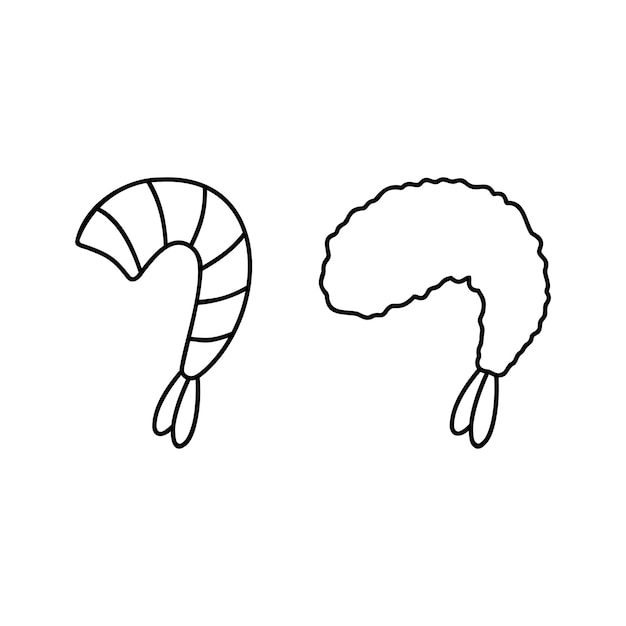 Japońska krewetka w tempurze i krewetki w stylu doodle. Azjatyckie jedzenie dla menu restauracji