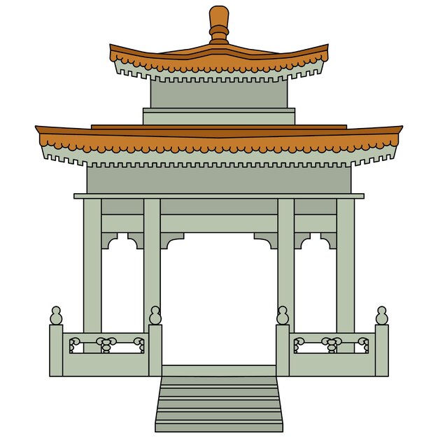 Plik wektorowy japońska świątynia lub chińska altana w stylu liniowym