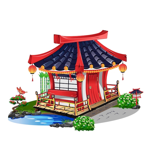 Plik wektorowy japoński dom z dachówkami