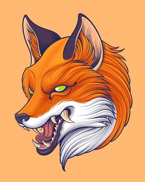 Japoński Styl Red Fox Head Ilustracja