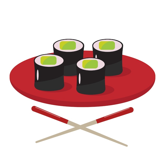 Plik wektorowy japońskie jedzenie sushi rybne rolki japońskie sushi vector illustration