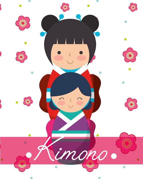 Japońskie Kimono Lalek Kokeshi