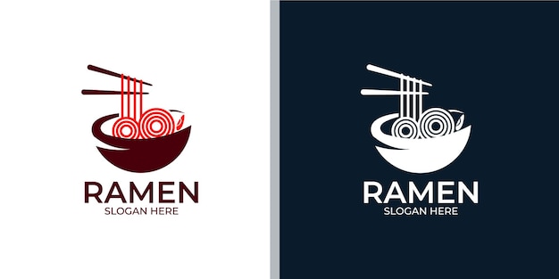 Japońskie Logo Jedzenia Ramen W Stylu Liniowym