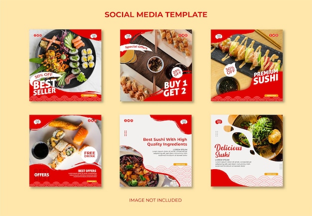 Japońskie Sushi Z Czerwonym I Tomoe Postem W Mediach Społecznościowych
