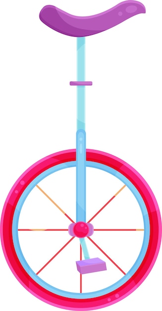 Jasna ilustracja wektorowa roweru cyrkowego rower z jednokołowym monocyklem sprzęt cyrkowy