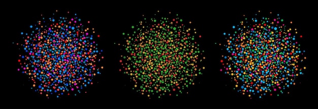 Jasne Kolorowe Abstrakcyjne Okrągłe Plamy Kropek Na Czarnym Tle Okrąg Zestaw Kropek Vector