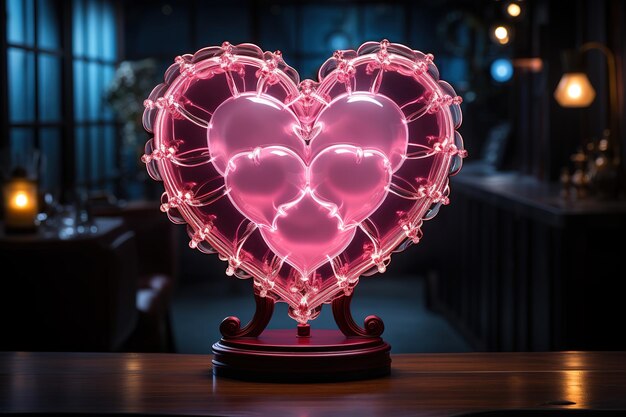 Plik wektorowy jasne serce neonowy znak retro neonowy znak serca na fioletowym tle element projektowy dla happy valent