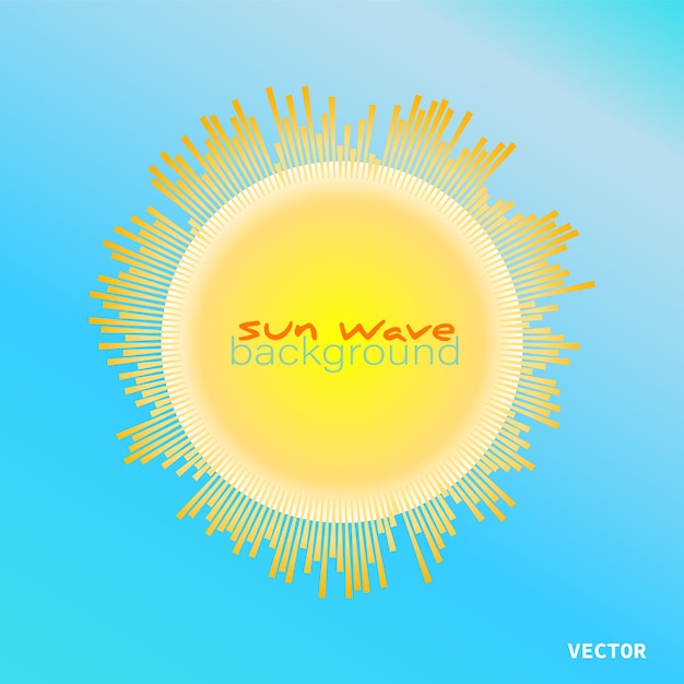 Jasne Słońce Z Promieniami Słonecznymi Machającymi Na Niebieskim Tle Piękny Korektor Promienie Słoneczne Transparent Wektorowa Ilustracja Słońca