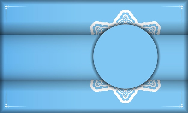 Jasnoniebieski Szablon Transparentu Z Klasycznym Białym Wzorem I Miejscem Na Logo Lub Tekst