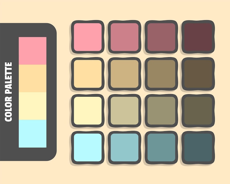 Wektor jasnopomarańczowy navajowiały cytrynowy chiffon paletka kolorów koreańska paleta kolorów pasująca do kolorów rgb harmonijnych kolorów