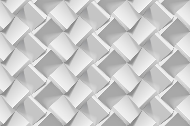 Wektor jasnoszary abstrakcyjny wzór geometryczny bez szwu. realistyczne 3d kostki z białego papieru. szablon