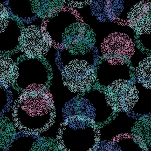 Plik wektorowy jasny wzór z wielokolorowymi teksturowanymi akwarelowymi kropkami na czarnym tle