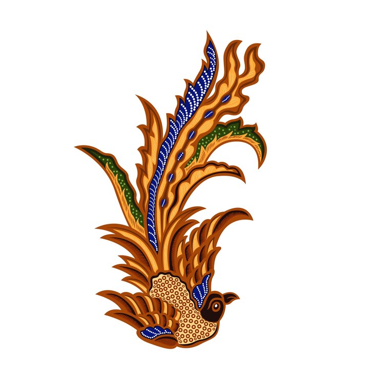 Wektor jawajski batik ikona ptaka grafika wektorowa bez szwu wzór