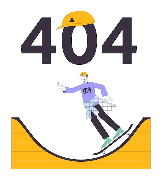 Plik wektorowy jazda na łyżwach na rampie błąd 404 wiadomość flash