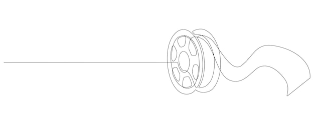 Jeden Ciągły Rysowanie Linii Rolki Filmu Z Długą Taśmą Retro Stary Film I Rolka Kina W Prostym Stylu Liniowym Vintage Film Przezroczy W Edytowalnym Obrysie Doodle Ilustracji Wektorowych